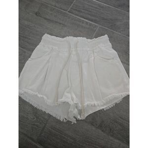 Women's ee:some White‎ Frayed Hem Pull On Shirts White Cotton Size Snal